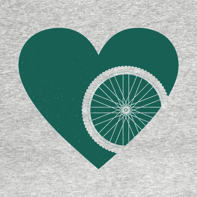 Heart with Mountain Bike Wheel for Cycling Lovers by NeddyBetty